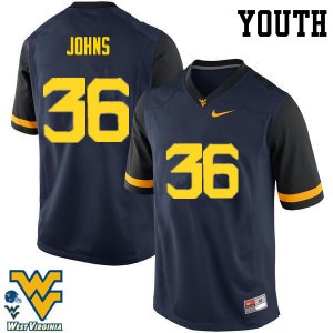 Youth West Virginia Mountaineers NCAA #36 Ricky Johns Navy Authentic Nike Stitched College Football Jersey VF15H43EF